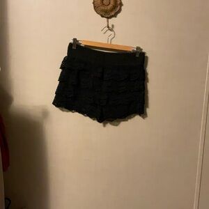 a'gaci Black High Waist Lace Shorts